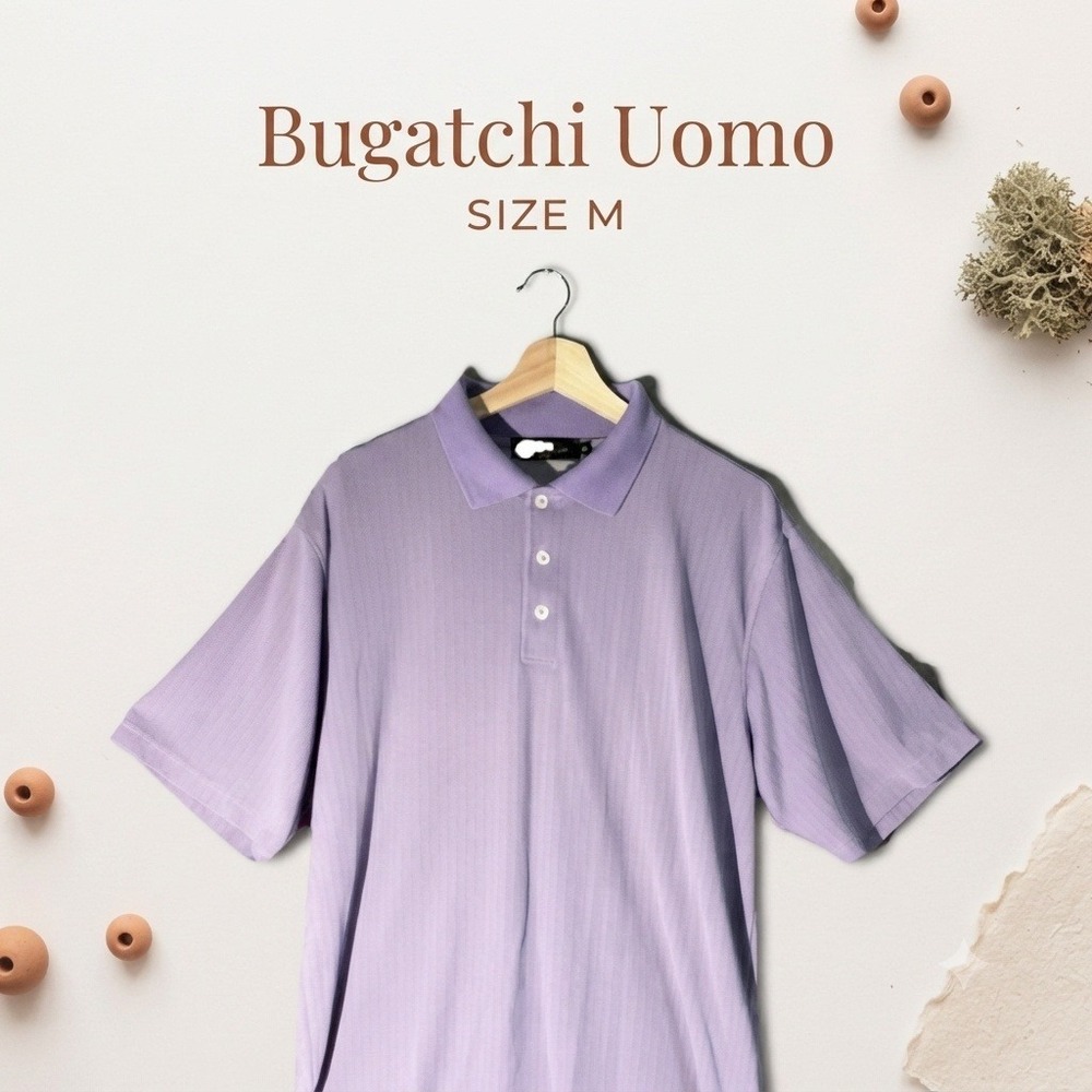 Bugatchi Uomo Men's Purple Herringbone Polo , Size M Golf